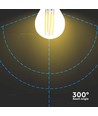 E27 6W LED kronepære - G45, kulltråd, klar, 230V