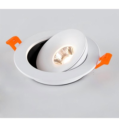 6,5W Ø10,9cm 360° innfellingsspot RA98 - Hull: Ø8,5 cm, Mål: Ø10,9 cm, 360 grader justerbar, hvit kant