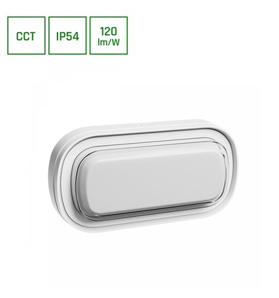 10W Pastilo CCT LED vegg/taklampe - 120lm/W, IP54, IK10, Oval, hvit, 3-CCT switchable