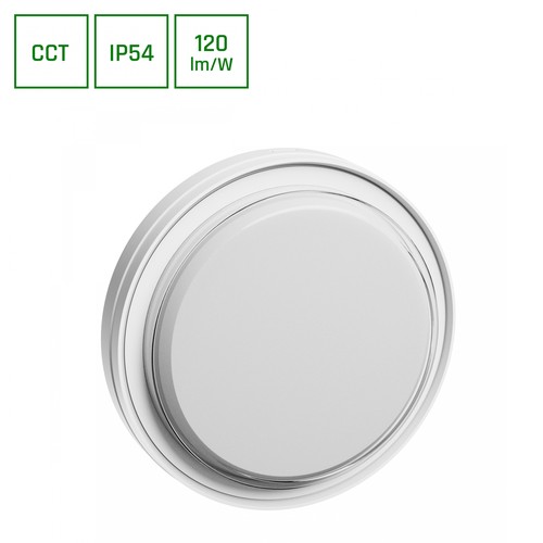 PASTILO 15W - CCT, 230V, 120°, IP54, IK10, 221x47mm, hvit, rund