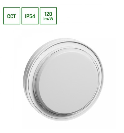 PASTILO 15W - CCT, 230V, 120°, IP54, IK10, 221x47mm, hvit, rund