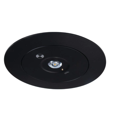 3W LED nødbelysning spot for tak - Hull: Ø7,5-12,5cm, 3 timers batteri, Sort