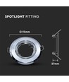 2 stk. GU10 innfellingsspot - Rund, krom, hull: Ø7,0 cm, max 35W