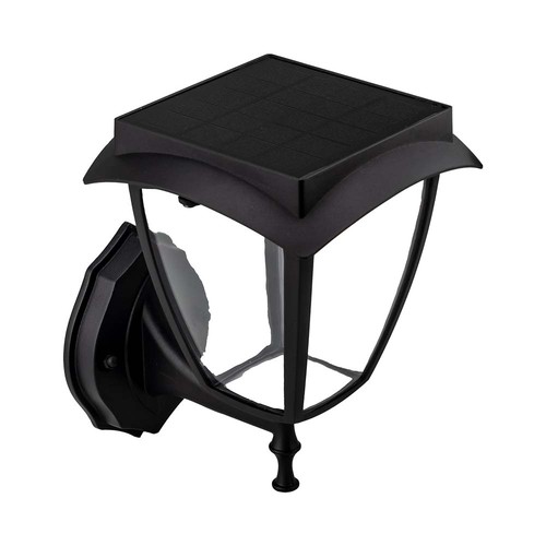 Solcelle vegglampe, klassisk design - 3000K+6000K, sort