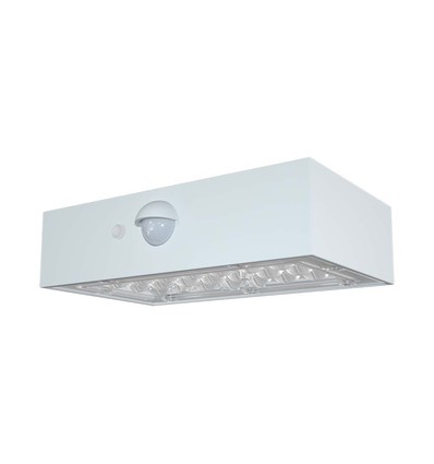 3W solcelle vegglampe med sensor - IP65, hvit, 350lm, PIR sensor, utendørs