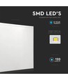 V-Tac bakbelyst LED Panel 60x60 - 36W, flicker free, 120 lm/W, hvit kant