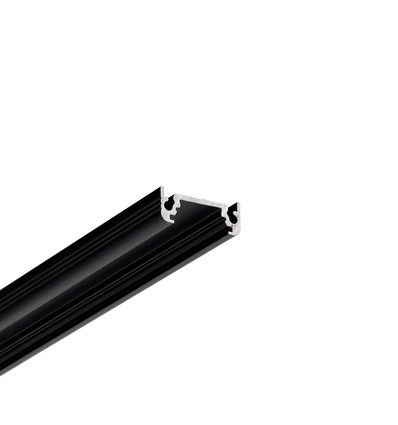 1m aluprofil SURFACE10 BC/UX - Svart anodisert, påbygging, LED skinne