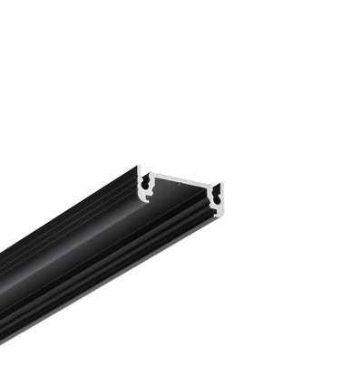 1m aluminiumsprofil SURFACE14 EE7F/TY - Sort anodisert, påbygging, LED skinne