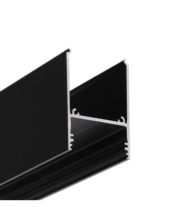 1m aluminiumsprofil COMBO30-01 ACDE-9 - Svart anodisert, påbygging, LED-skinne