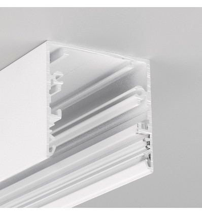 2m aluprofil PHIL53 C10 - Hvit lakkert, påbygging, LED skinne