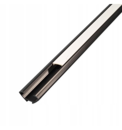 PVC hjørneprofil 15x15 til LED strip - 2 meter, svart, inkl. melkehvitt deksel