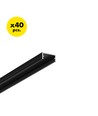 40 stk. 2m aluprofil BEGTON12 J/S - Sort eloksert, utenpåliggende, LED-skinne