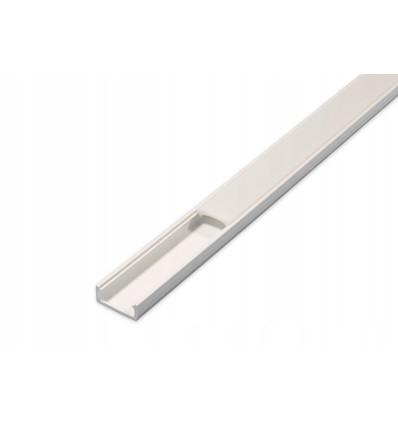 PVC profil 16x7 til LED strip - 2 meter, hvit, inkl. melkehvitt deksel