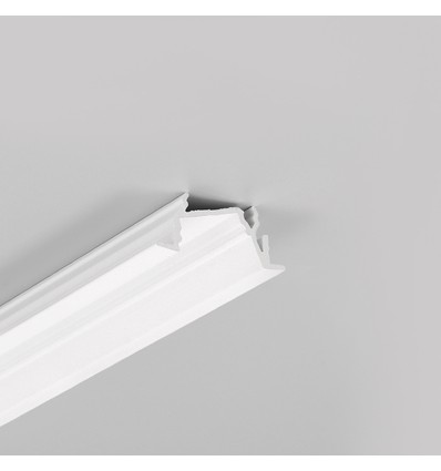 2m aluprofil DIAGONAL14 F/TY - Hvit lakkert, innfelt, LED skinne