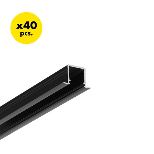 40 stk. 2m aluprofil SMART-IN10 AC2/Z - Svart anodisert, innebygd, LED skinne