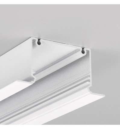 2m aluprofil PHIL RECESSED C10 - Hvitt lakkert, innfelt, LED-skinne