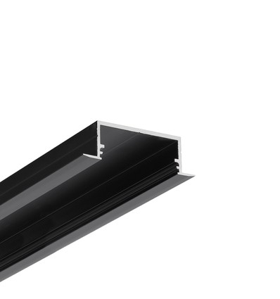 2m aluprofil VARIO30-06 ACDE-9/U9 - Sort anodisert, innbygget, LED skinne