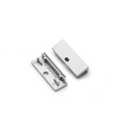 1 stk. Endestykke WIDE24 - Med hull, sølvfarget