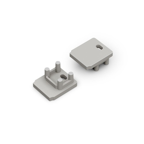 1 stk. Endestykke HIDE10 - Med hull, grå