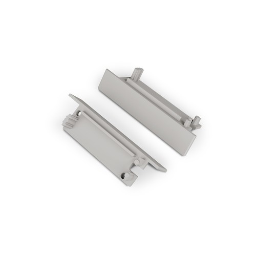 1 stk. Endestykke FLAT8 - Med hull, grå