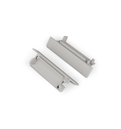 1 stk. Endestykke FLAT8 - Med hull, grå