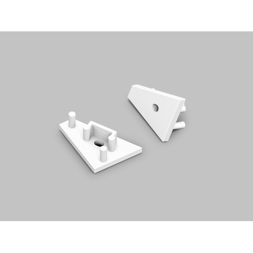 1 stk. Endestykke CORNER10 GEN2 - Med hull, hvit