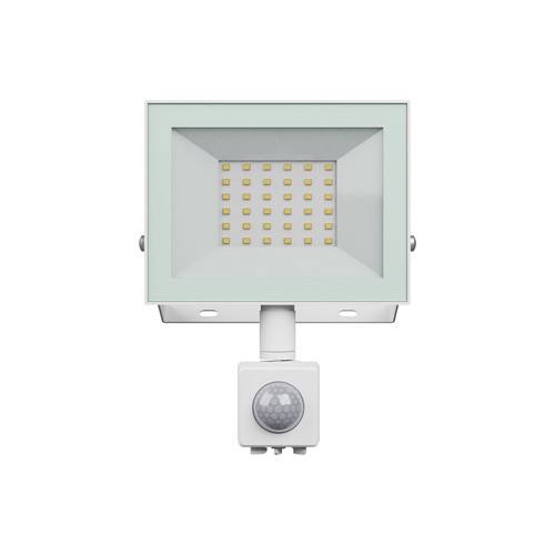 30W lyskaster med sensor - Hvit, IP44, PIR sensor, 230V, Spectrum