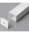 2m aluminiumsprofil sett - LED-Stripe profil, overflatemontering, 200x3x2cm