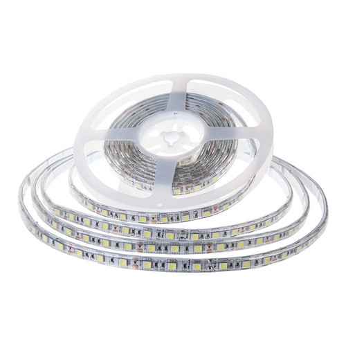 10m 8W/m sprutsikker LED strip - 24V, IP65, 120 LED pr. meter, 6500K