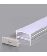 2m Alu profil for LED strips - Sølv, 30x10mm, inkl. satin deksel, for utenpåliggende montering