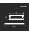 2m Alu profil for LED strips - Sølv, 30x10mm, inkl. satin deksel, for utenpåliggende montering