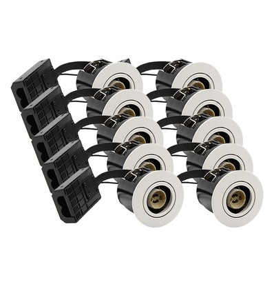 10 stk. GU10 Downlight Inno88 - Matthvit, IP44, godkjent for montering i isolasjon