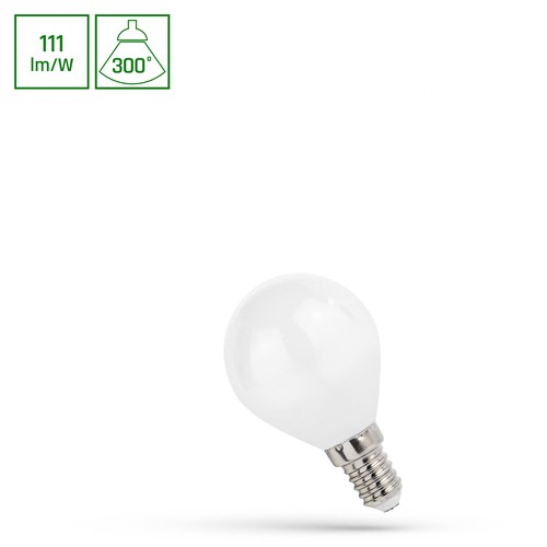 LED kule P45 E14 5,5W - 230V, kulltråd, varm hvit, Spectrum