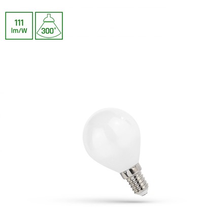 E14 5,5W LED kronepære - G45, filament, matt glass, varm hvit, 300°