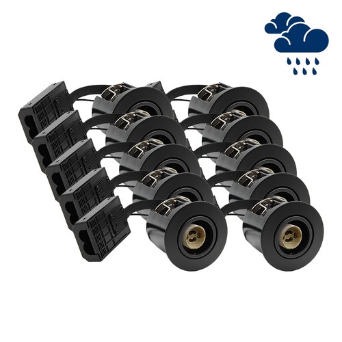 10 stk. GU10 Downlight Inno88 Utendørs - Sort, IP44, godkjent i isolasjon
