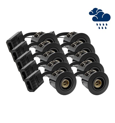 10 stk. GU10 Downlight Inno88 Utendørs - Sort, IP44, godkjent i isolasjon