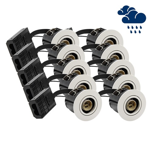 10 stk. GU10 Downlight Inno88 Utendørs - Hvit, IP44, godkjent i isolasjon