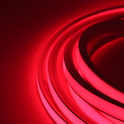 5m AnyCut Neon Flex 10x10 Rød LED strip - 8W/m, 12V, Ingen klippeavstand