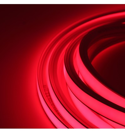 5m AnyCut Neon Flex 10x10 Rød LED strip - 8W/m, 12V, Ingen klippeavstand