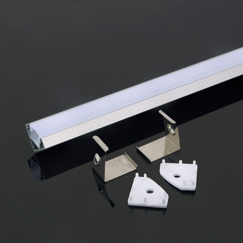 2m hjørneprofil i aluminium til LED strips, sort - Inkl. melkehvitt deksel, 19x19mm, IP20 innendørs