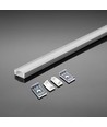 2m hvit aluprofil sett - LED-strip profil, overflatemontering, 200x2,35x1,04cm