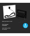 60W solcelle LED lyskaster - 1650lm, IP65, 4000K, sort, inkl. solcellepanel og fjernkontroll