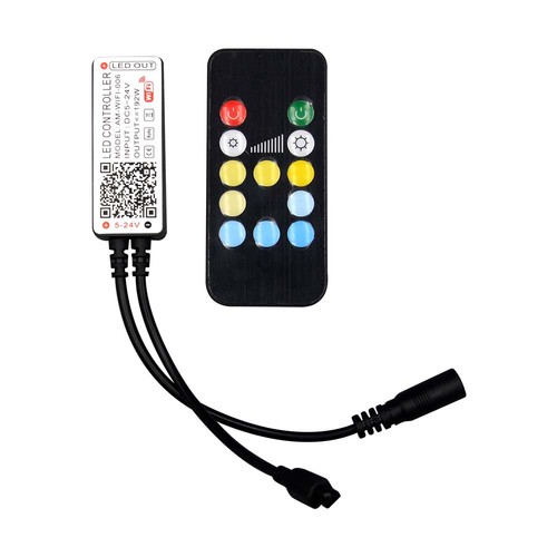WiFi LED controller med fjernkontroll, 12V/24V - Smart Life, Google Home, CCT/RGB, 72-144W