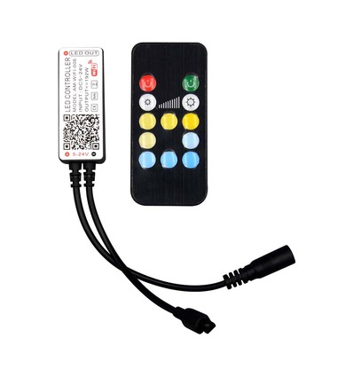 WiFi LED controller med fjernkontroll, 12V/24V - Smart Life, Google Home, CCT/RGB, 72-144W