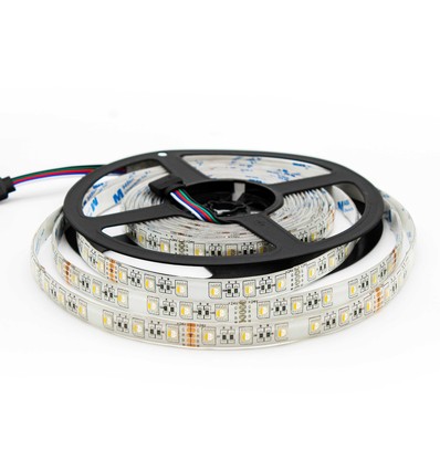 12W/m RGB+WW LED strip - 5 meter, IP65, 60 LED per meter, 24V