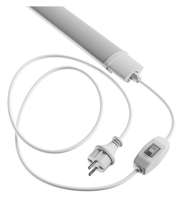 120cm LED armatur m. plugg og bryter - 36W, 230V, 2m kabel + stikkontakt, på/av, IP65