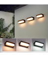 Solcelle CCT vegglampe - IP54, 3 lysfarger, sort, firkantet, skumringssensor