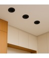 12W Ø8,6cm Blendfri CCT Downlight RA90 - Hull: Ø7,5 cm, Ytre mål: Ø8,6 cm, 3 lysfarger, sort front, Honeycomb