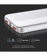 10000mAh Powerbank, 22.5W - Ultra slim, aluminium, hvit, fast charger