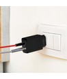 20W USB reiseadapter med PD og QC - Sort, hurtiglader, 1x USB-A og 1x USB-C PD